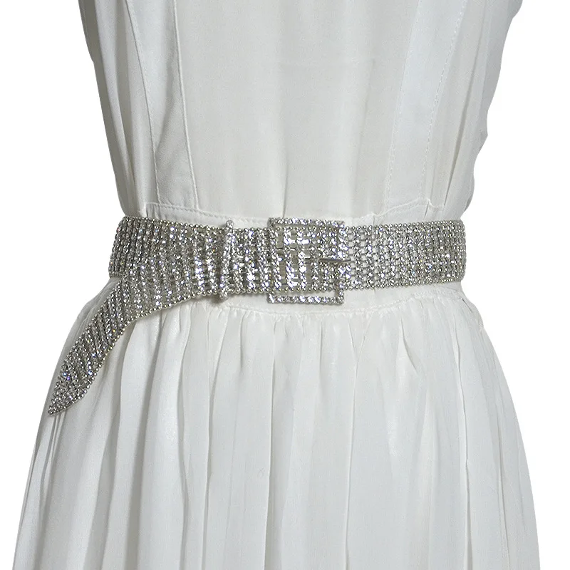 Women's Rhinestones Belts Wedding Dress Belt Accessories Luxury Eight-Row Full Crystal Diamond Waist Chain For Women Dress