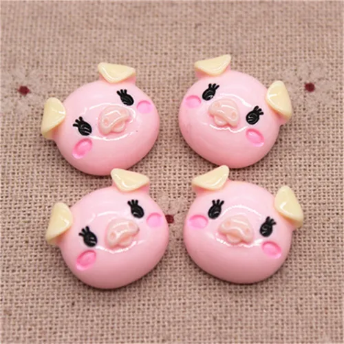 pink 10pcs 10 шт. 17*18 мм заколки для волос Маленькая свинья плоский кабошон для детская клипса DIY аксессуары для украшений для волос - Цвет: pink 10pcs