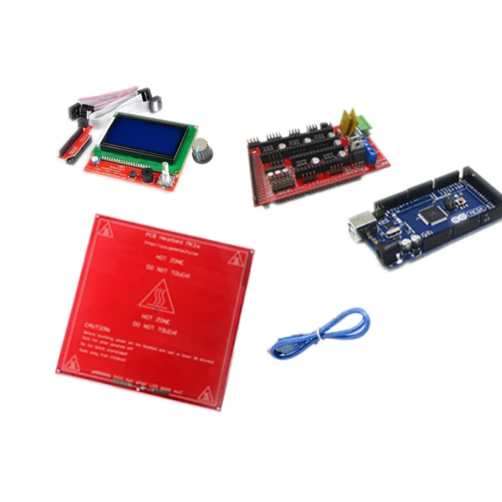 Комплект Reprap Ramps 1 4 с Mega 2560 R3 + HeatBed mk2b 12864 ЖК контроллер DRV8825 механический