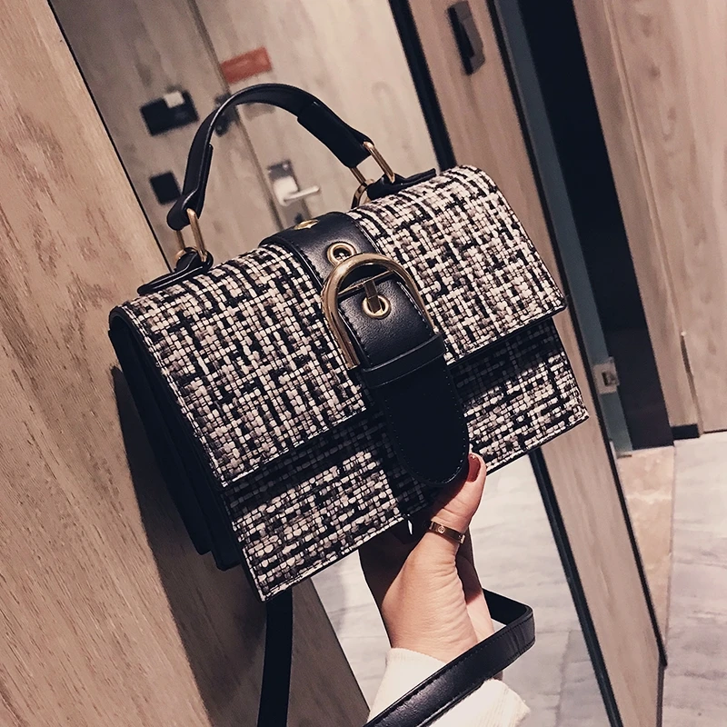 Искусственная кожа Сумка Урожай плед шерсть сумки crossbody для женщин 2018 женские