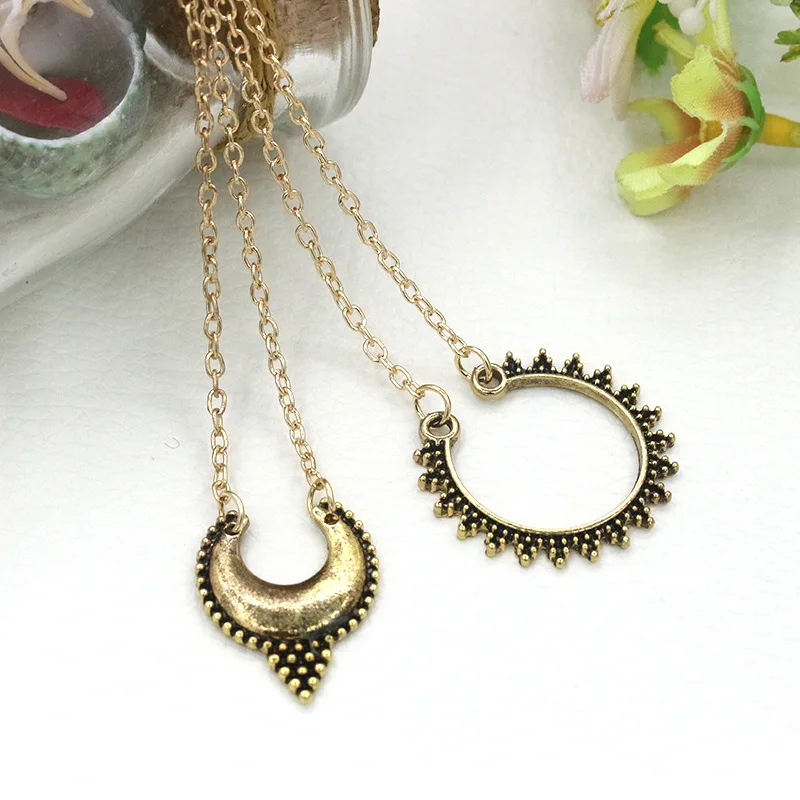 Позолоченные посеребренные полулунные ожерелья для женщин и мужчин двойной