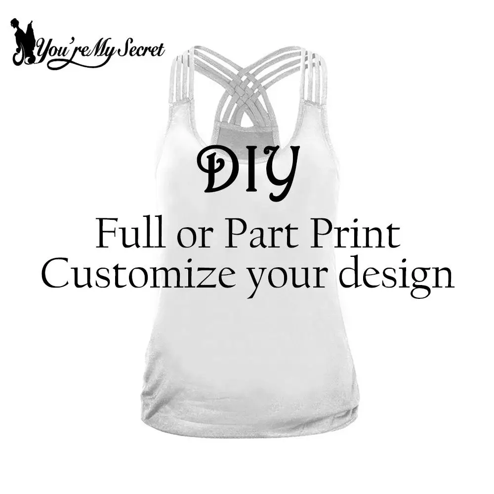 

[You're My Secret] DIY Customize Tank Tops Women 3D Print Backless Slim Casual Vest Fitness Elastic Top