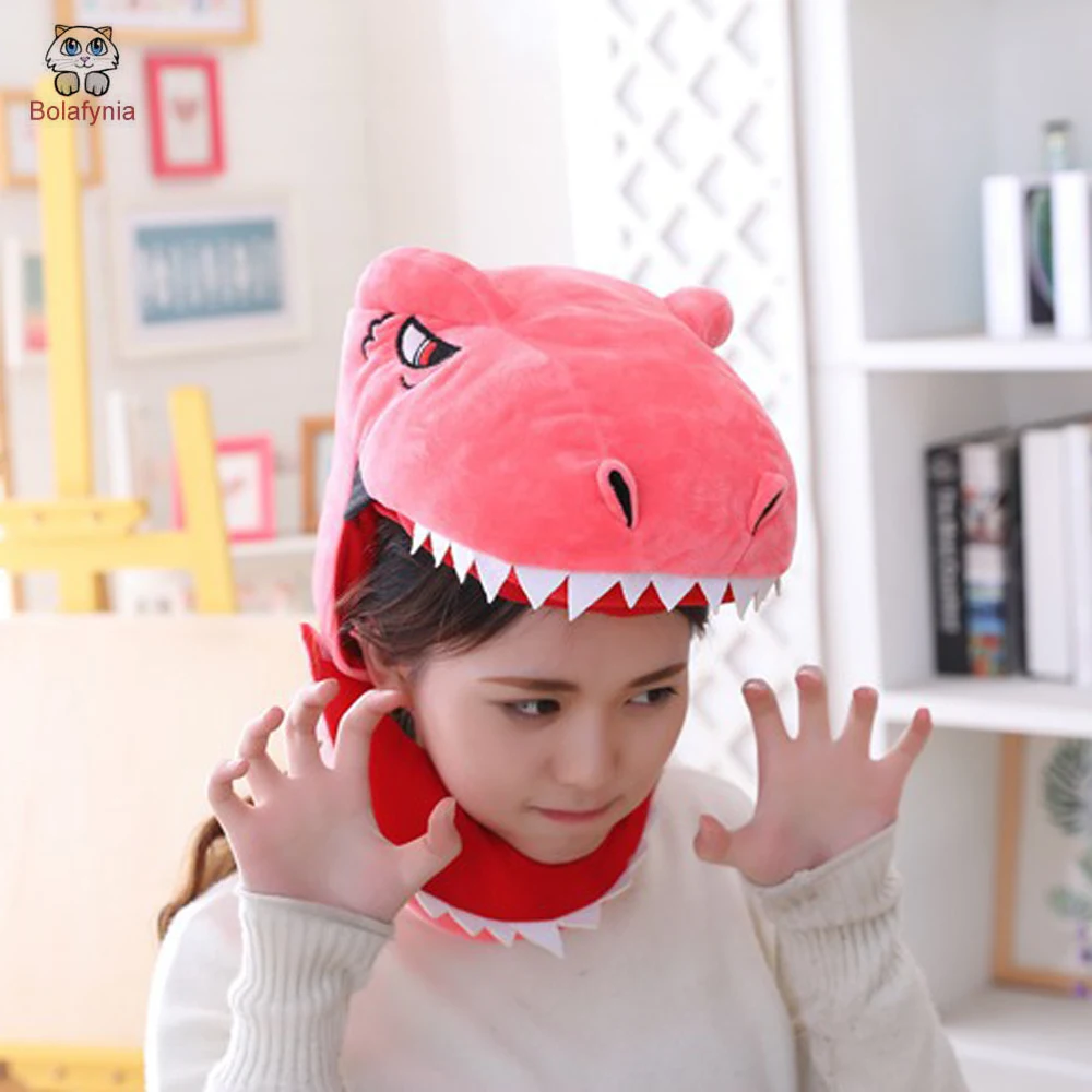 

Cute Headgear Dinosaur Hood Hat Plush Toy Birthday Stuffed Cap Gift