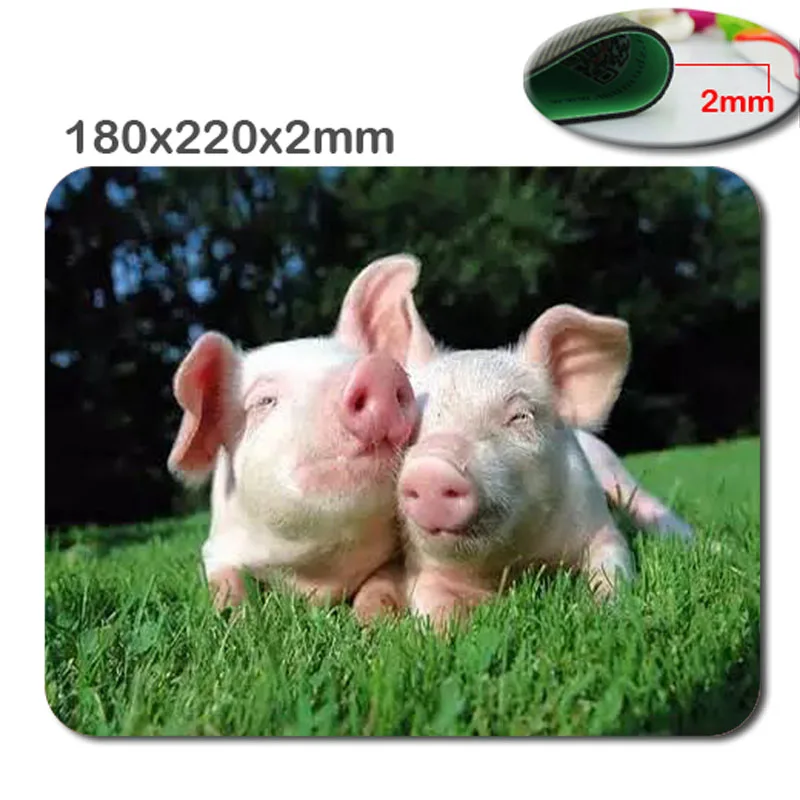 Both of cute little pigs Anti-Slip Rectangle Mouse Pad Customized Supported 220mmx180mmx2mm Cool Non-slip and Durable | Компьютеры и