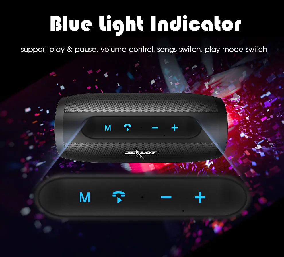 ZEALOT S16 HIFI Bluetooth динамик супер бас беспроводной стерео Саундбар AUX TF карта играть на открытом воздухе громкой связи с микрофоном сенсорное управление