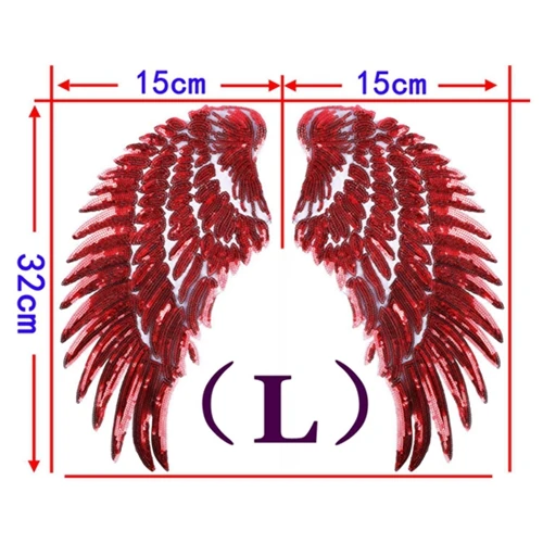Large Red 1 пара новая вышивка крыла Кружевная аппликация ткань с пайетками свитер Одежда патч наклейки с блестками футболка diy нашивки украшения - Цвет: Large Red
