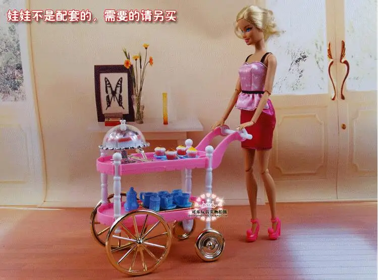

Free Shipping girl play set Pink cake car tea time 1/6 doll accessories doll furniture for barbie doll