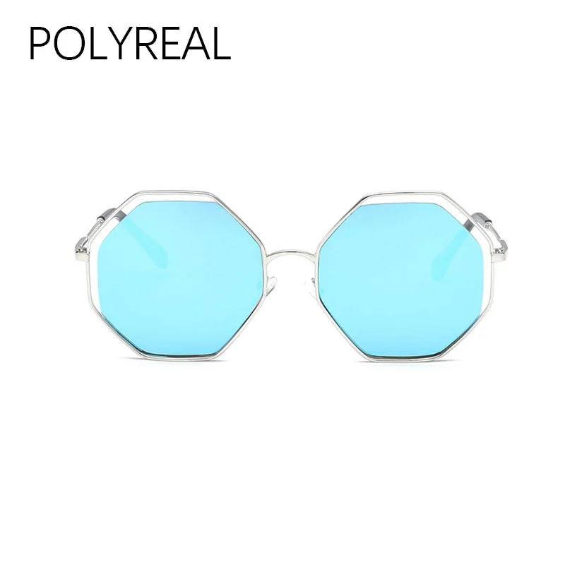 POLYREAL Новый Винтаж шестиугольник металлический каркас солнцезащитные очки Для