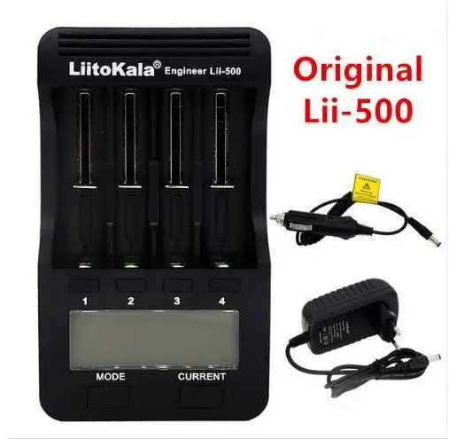 Liitokala lii500 lcd 3,7 V/1,2 V AA/AAA18650/26650/16340 зарядное устройство с экраном+ 12V2A адаптер lii-500 5V1A 18650 зарядка - Цвет: Синий