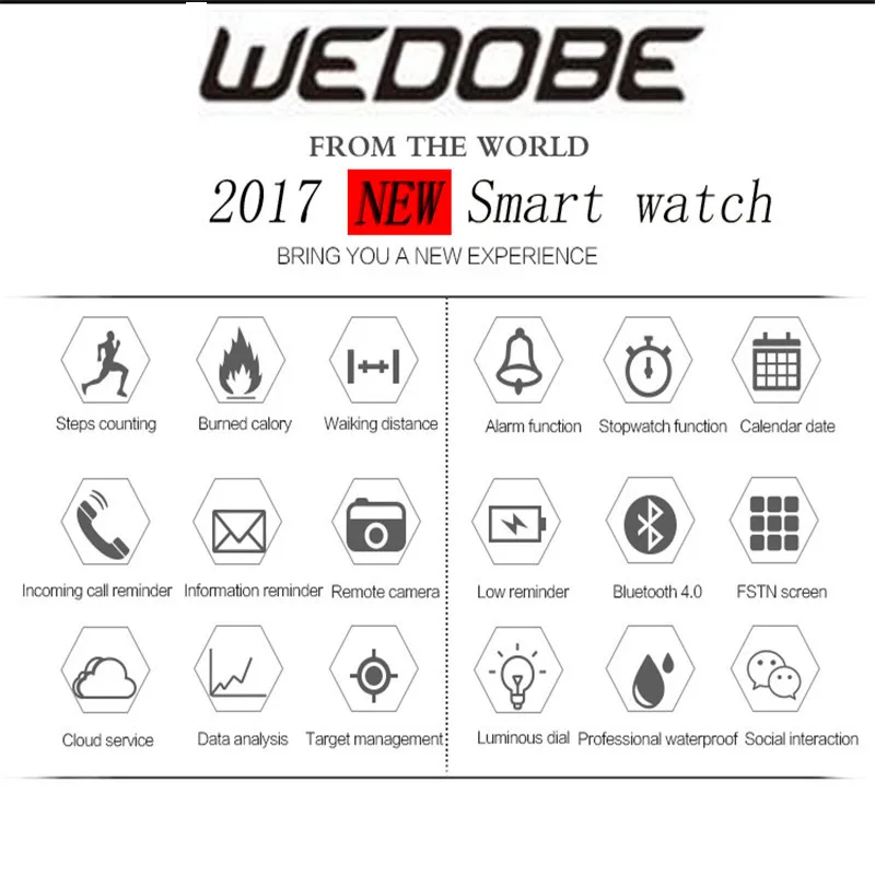 Wedobe-ex18 IP-67 Водонепроницаемый Смарт-часы Поддержка вызова и SMS оповещение шагомер