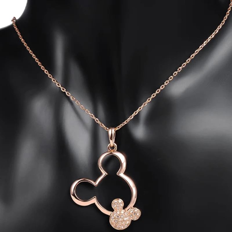 

Garilina Light luxury jewelry pendants White cubic zirconia rose gold luxury Mickey necklace for women AP2139