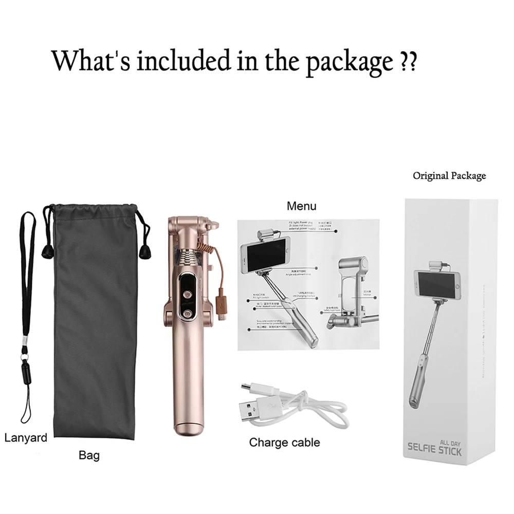 ADYSS селфи палка для Bluetooth монопод с зеркальным светом Android iPhone samsung мобильный