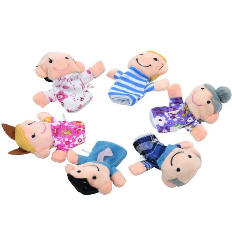 

2018 6PCS Cartoon Family Finger Puppets Baby Kids Plush Cloth Learn Or Tell Story Role Toy Early Educational Toys Set M8