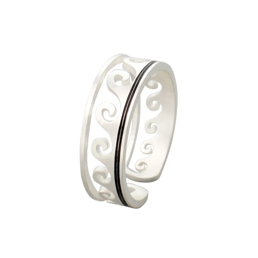 Серебряный Цветные кольца для Для женщин Мода волна Jewelry Нержавеющая сталь полые регулируемый вечерние кольцо Best друг подарки anillos Mujer