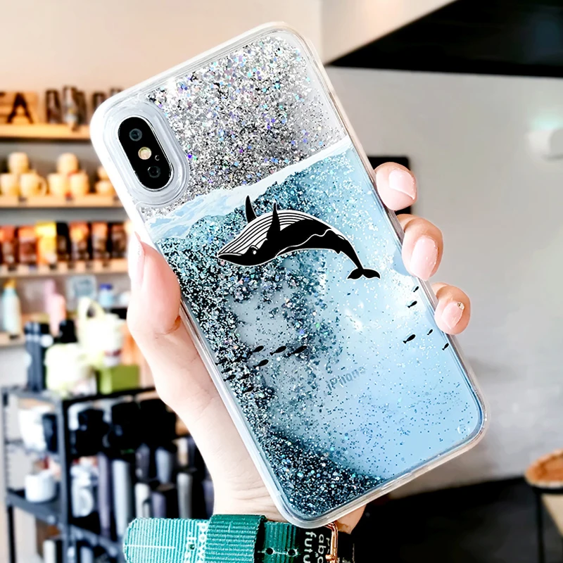 Жидкий чехол для iPhone 6G 7G 8G 6 7 8 Plus X XS MAX XR с рисунком Кита из мультфильма Мягкий