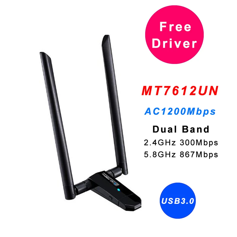 Wifi Network Card AC1200Mbps USB3.0 Wireless WiFi Antenna Adapter MT7612U IEEE 802.11AC Wifi Dongle Receiver Transmitter
Wifi Network Card AC1200Mbps USB3.0 Wireless WiFi Antenna Adapter MT7612U IEEE 802.11AC Wifi Dongle Receiver Transmitter