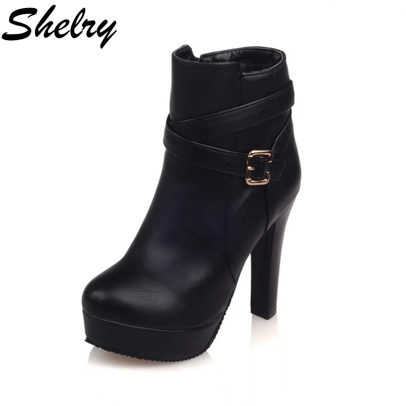 Ботинки женщин 2016 мягкая кожа круглый носок обуви тонкие высокие каблуки женская