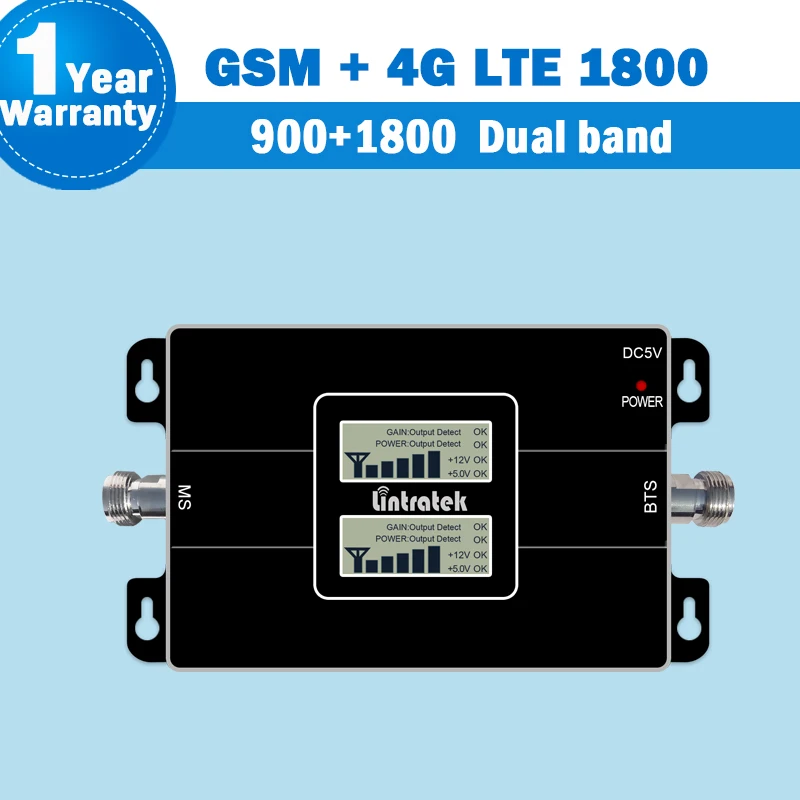 Tanie Lintratek 4G LTE DCS Wzmacniacz Sygnału GSM 900 1800MHz Komórkowy Repeater Mobilny Internet 4g Wzmacniacz Wzmacniacz Telefoniczny Wzmacniacz