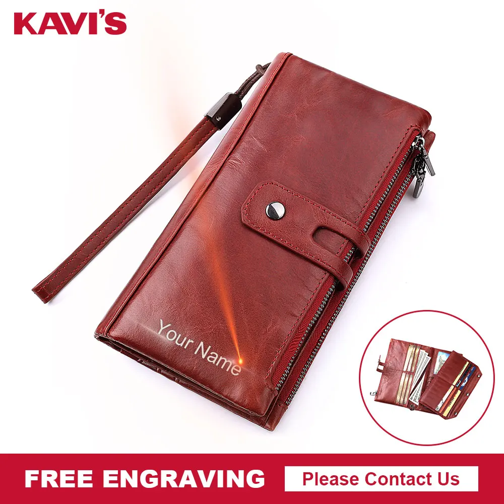 Кошелек KAVIS из натуральной кожи для женщин мужской клатч бумажник монет кошелек