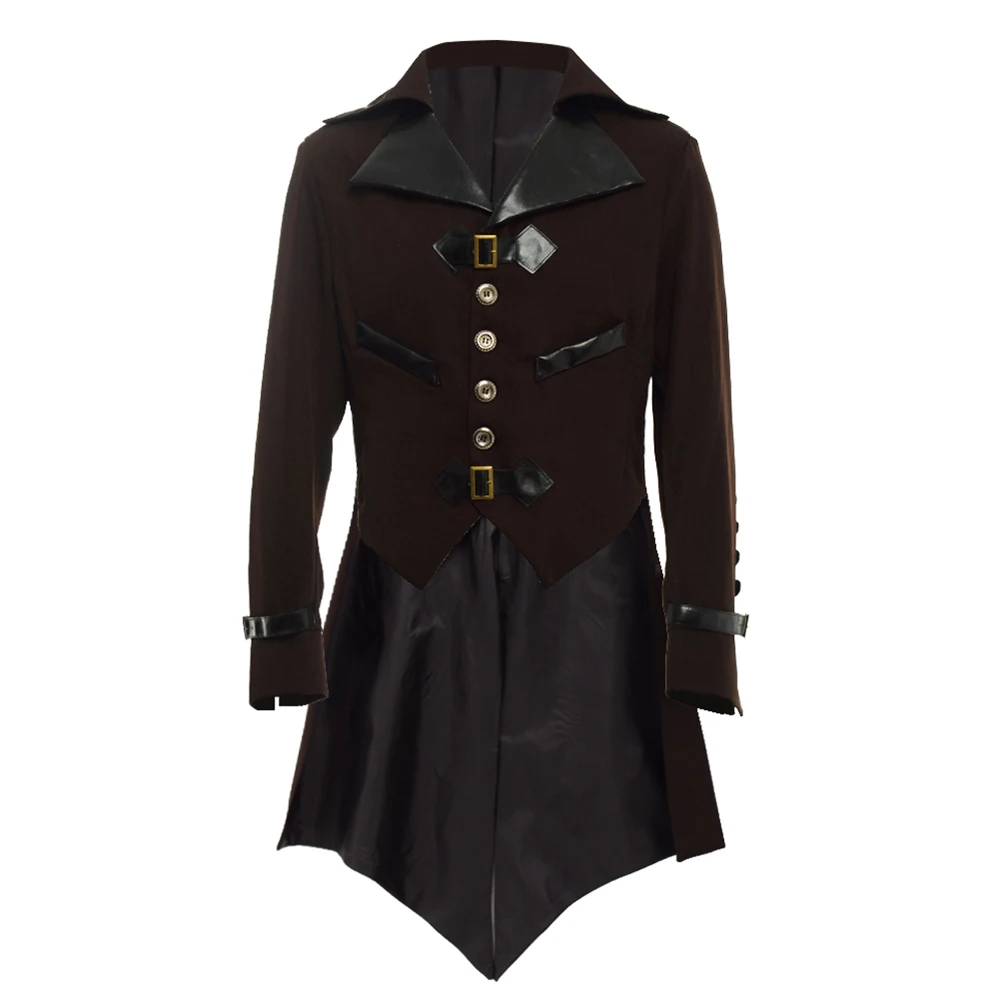 

Men Halloween Costumes Steampunk Style Jacket Vintage Renaissance Tailcoat Aviator Swallow-Tailed Coat Trench