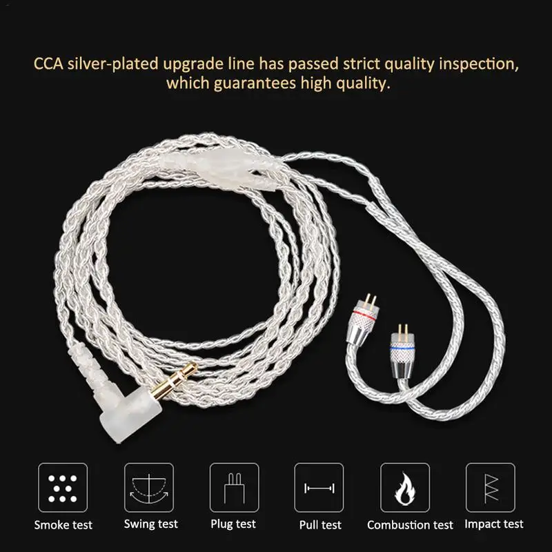 Original CCA Earphones Upgrade Cable Silver Plated Wire Line 3.5MM 0.75mm 2-Pin Connector Use For KZ TRN TFZ QT2 ZS6 V30 C16 IM1 |
