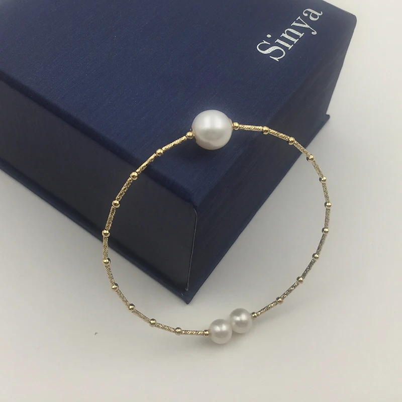 Женский браслет с натуральным жемчугом диаметром 55 мм и 9 10 мм|bracelet bangle for women|bracelet