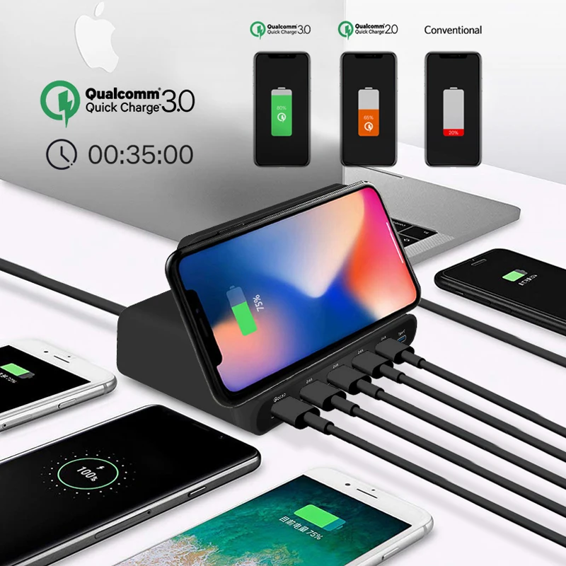 AIXXCO 2 в 1 Быстрая зарядка 3 0 usb зарядное устройство с Беспроводная зарядная станция