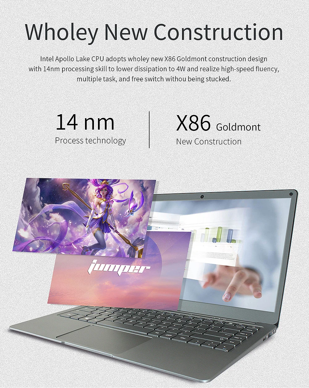 Jumper EZbook X3 Ноутбук 13,3 дюймов Windows 10 Intel Apollo Lake N3350 четырехъядерный 1,1 ГГц 6 Гб 64 Гб HDMI камера двойной WiFi ноутбуки