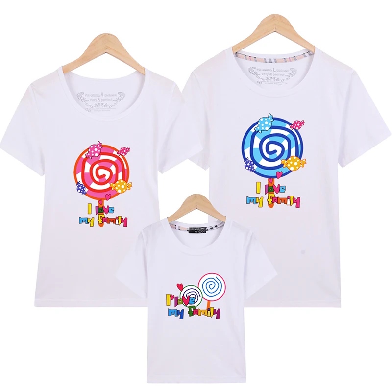 Lollipop/футболки для всей семьи Летние Семейные комплекты одежда папы мамы и детей