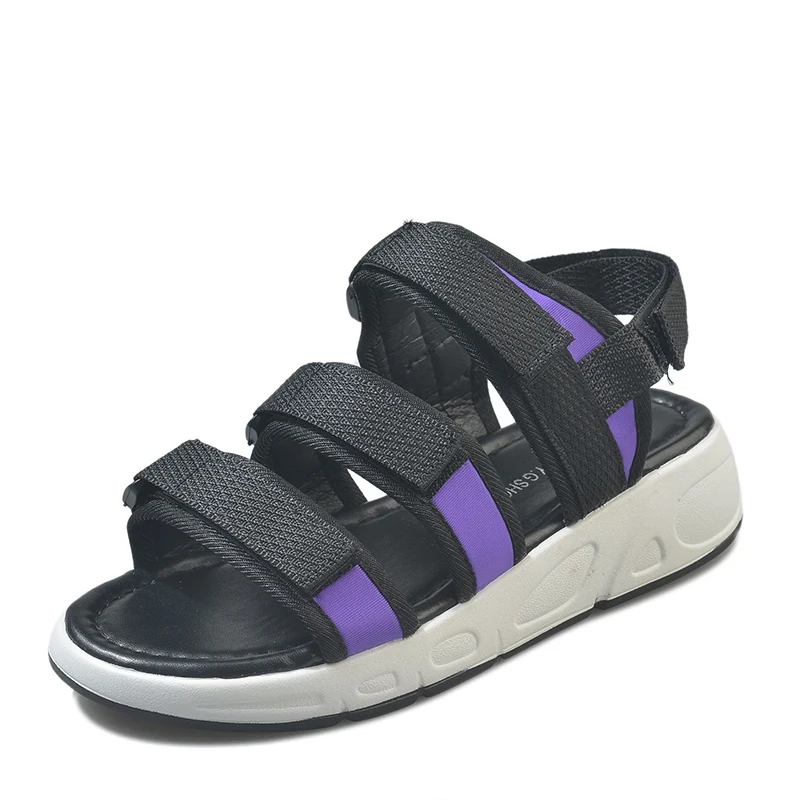 Platform Sandals Women Casual Beach Shoes Soft and Comfortable Summer Outdoor Sandals Platform Sneakers Ladies Sports Shoes - Цвет: black purple