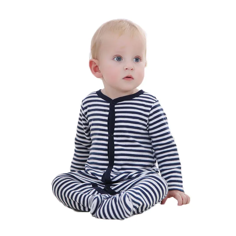 Одежда для малышей 100% хлопок мягкая черная полосатая одежда сна младенцев модные
