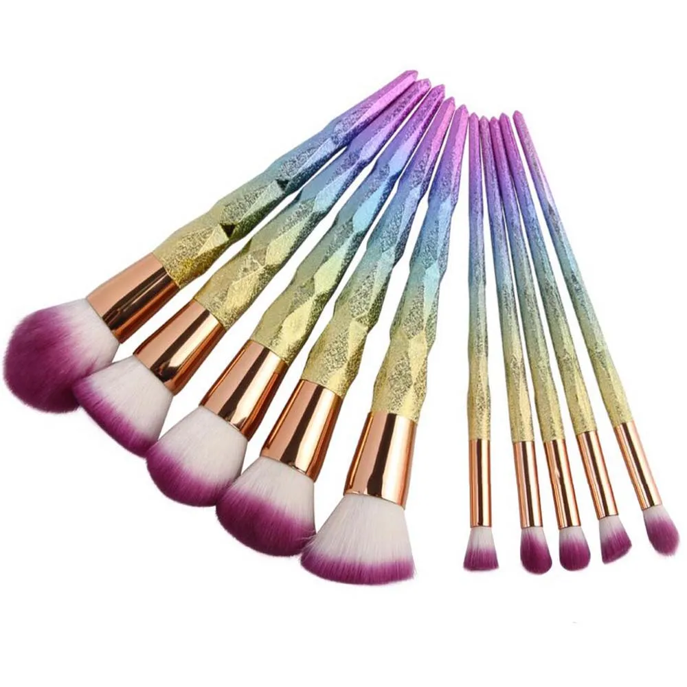 Coshine arriveral 10 шт./компл. rainbow Unicorn Сияющий Макияж Кисточки набор профессиональных Основа для макияжа лица Косметическая пудра крем Румяна Кисточки Наборы