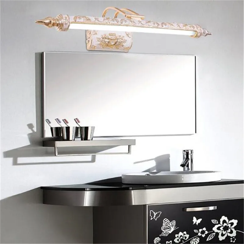 

Long European Classical Luxurious Craved Resin Led Mirror Light for Bathroom Bedroom Cabinet 50-75cm Novelty Wall Lamp 2223