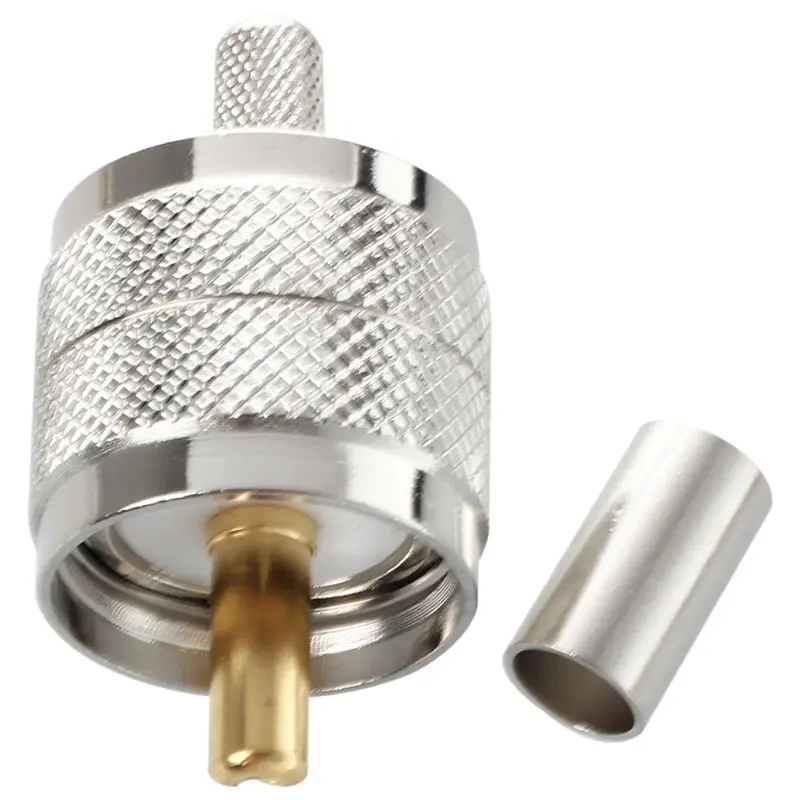 

HOT-10 Pcs Connector UHF Male Pl259 Plug Crimp RG58 RG142 LMR195 Cable Straight
