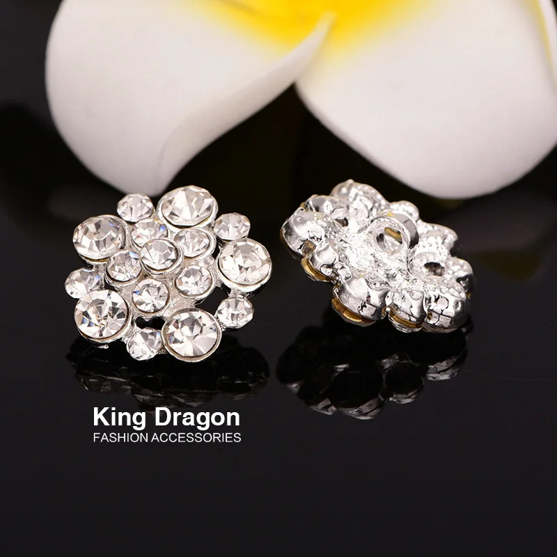 Новое поступление прозрачные пуговицы со стразами Пришивные цветы по центру или