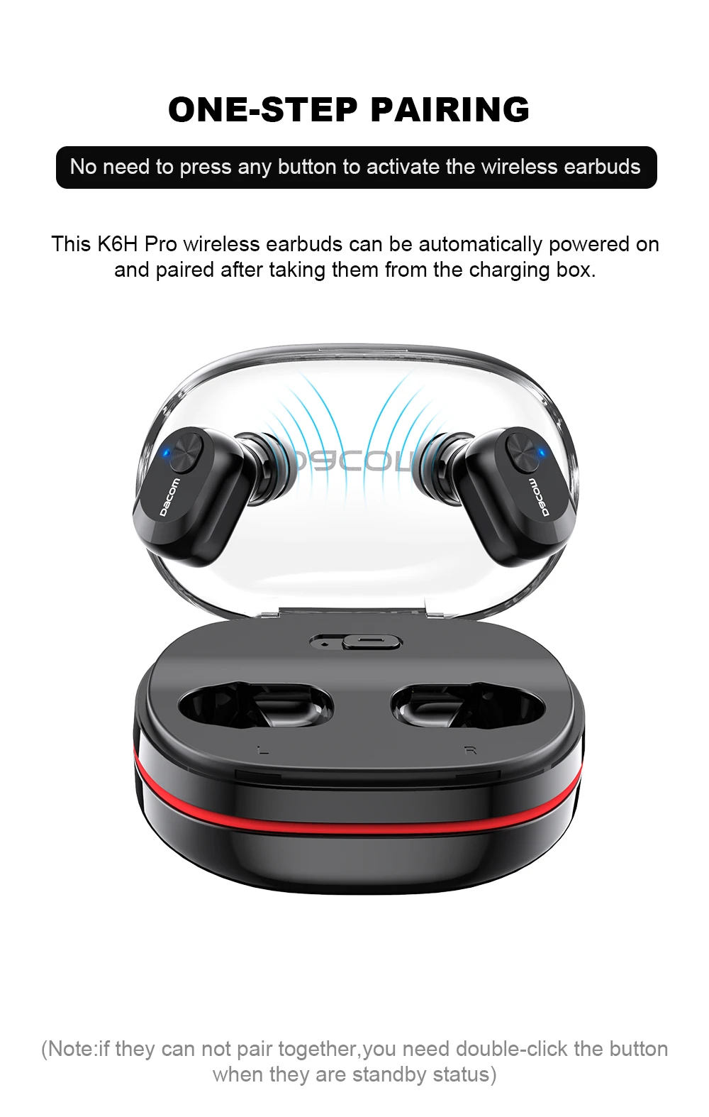 Dacom K6H Pro TWS Bluetooth наушники 5,0 беспроводные наушники TWS настоящие беспроводные наушники мини гарнитура PK i12 i10 tws