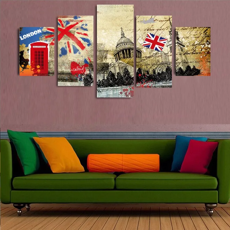 5 шт. холст искусство Европа вывеска Лондонское здание настенные картины печать