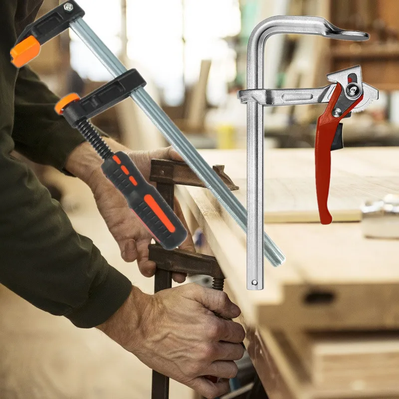 HS Tools Сверхмощный зажим с храповым механизмом F образный для работы по дереву