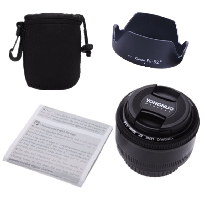 Объектив YONGNUO YN50mm f1.8 YN EF 50 мм f/1 8 AF апертура YN50 автофокус с чехлом на кожух линзы