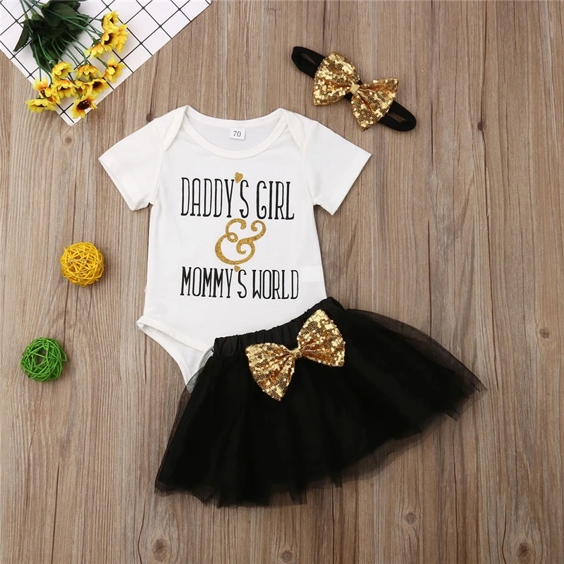 Комплект летней одежды для новорожденных девочек топ с надписью и блузка бантом