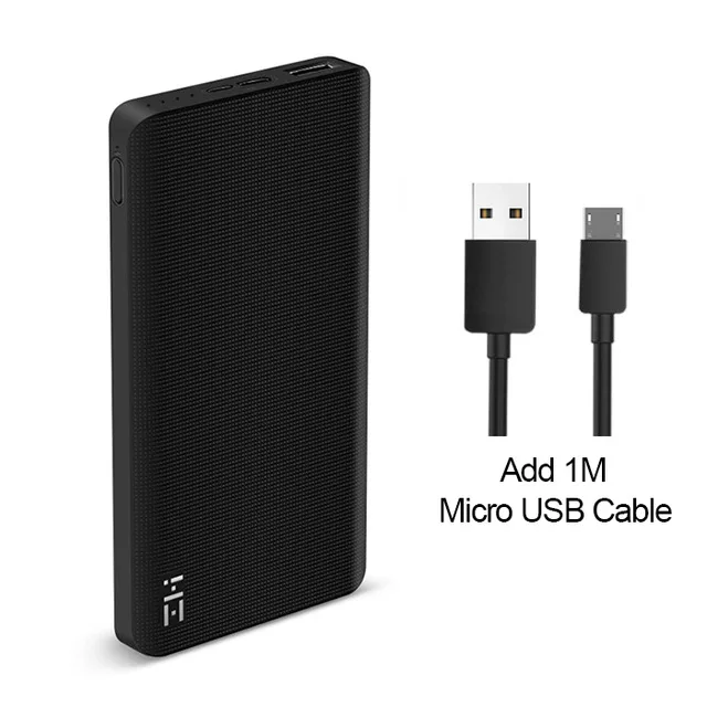 Black Micro Cable ZMI power Bank 10000 мАч Внешний аккумулятор Портативная зарядка Быстрая зарядка 2,0 Двусторонняя Быстрая зарядка для iPhone - Цвет: Black Micro Cable