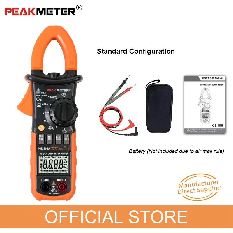 Токовые клещи PEAKMETER MS2108A MASTECH плоскогубцы Амперметр Емкость тестер AC DC амперметрический зажим мультиметр