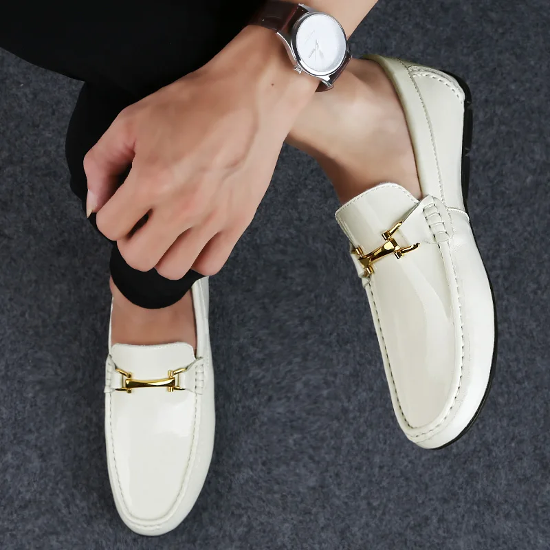 

2021 Fashion Men's Shoes Causal Genuine Leather Cow Loafers Slip-On Shoe Man Classic Wite Black Young Work Driving Shoes For Men