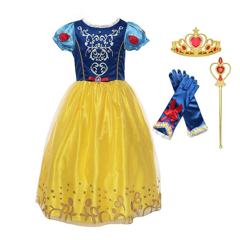 Dress Set 01 VOGUEON/костюм принцессы Белоснежки для костюмированной вечеринки для девочек детский наряд на Хэллоуин для От 2 до 8 лет, Детская праздничная одежда на день рождения - Цвет: Dress Set 01