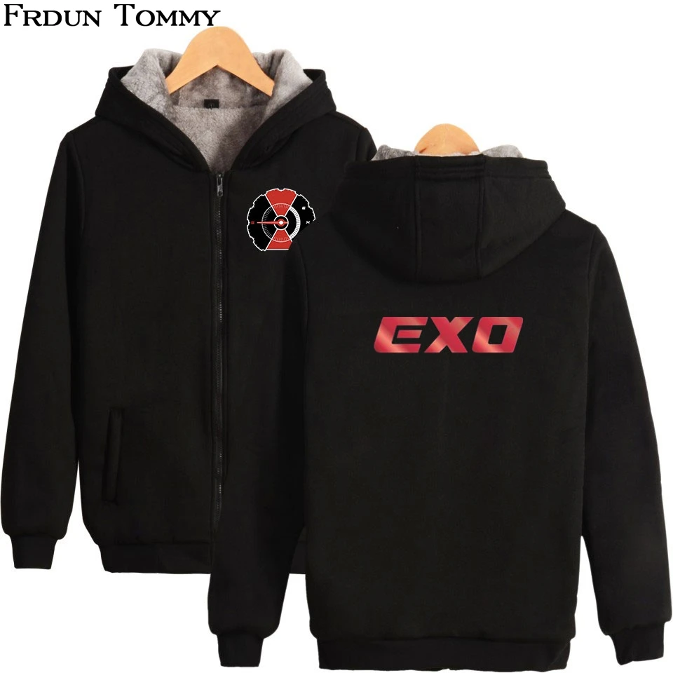 EXO Simple Print Zipper Hoodies Parkas Keep Warm Casual Women/Men Fashion 2018 New Arrival Winter | Мужская одежда