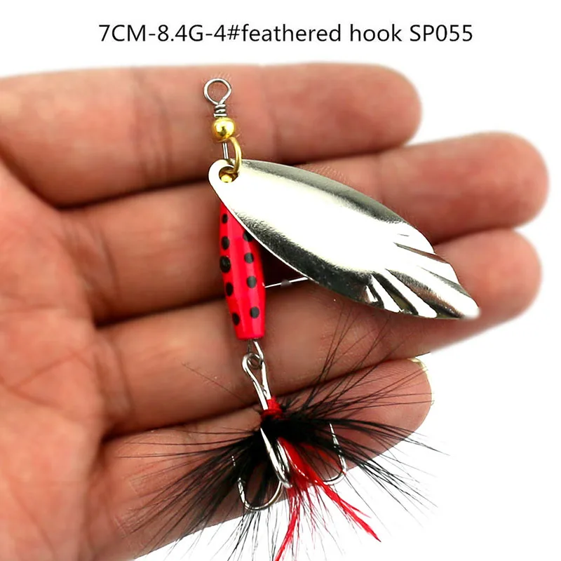 SP055 Hengjia жесткий металлические Spinnerbaits лезвие блестки прикормы Spinner ложки приманки PESCA рыболовные снасти с Крючки - Цвет: SP055