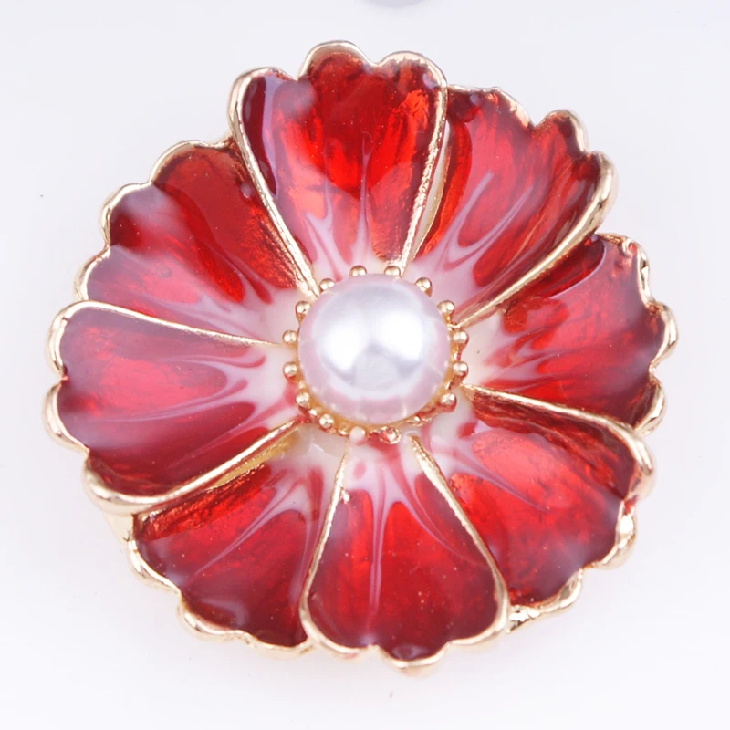 XH158 Enamel red purple glod green flower 18mm Metal snap button jewelry DIY bracelet | Украшения и аксессуары