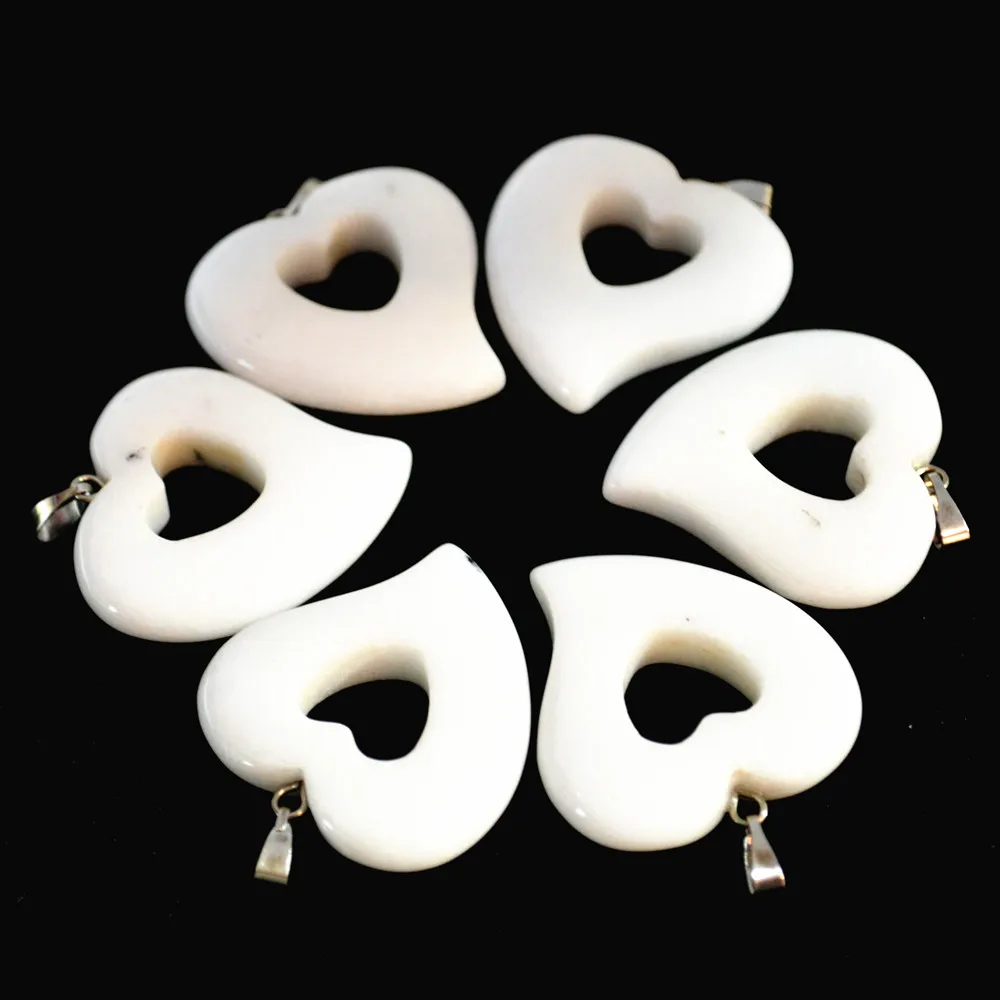 Мода Природный Камень Подвески Белый Мраморный Двойное Сердце Fit Diy Изготовления