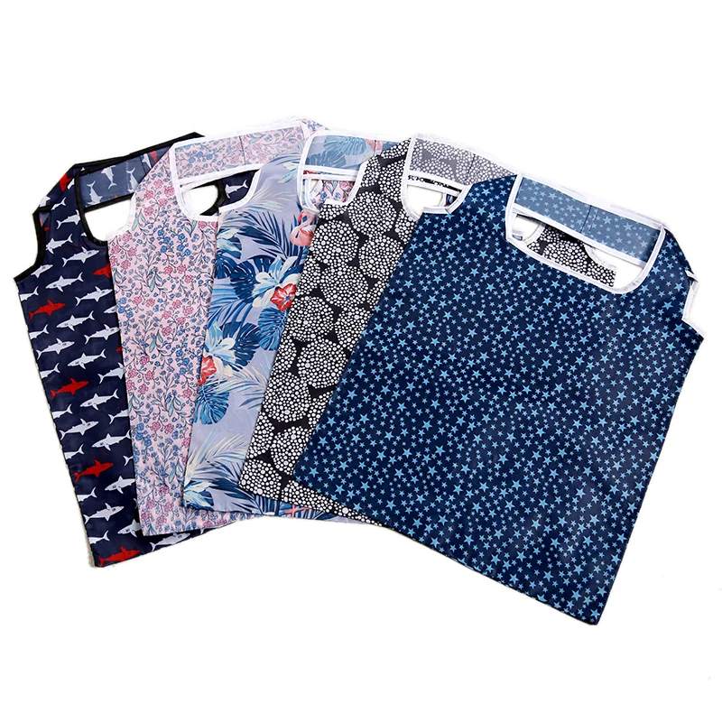 

New Lady Foldable Recycle Shopping Bag Eco Reusable Shopping Tote Bag Cartoon Floral Fruit Vegetable Grocery