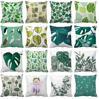 tropical plants palm leaf green leaves monstera cushion covers hibiscus flower cushion cover decorative plush fabric pillow case